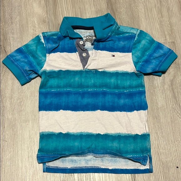 Tommy Hilfiger Kids Blue Striped Polo Shirt 4T - Picture 1 of 1